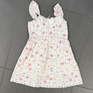 LoveShackFancy Girls Laurier Cotton Rose & Bow Dress